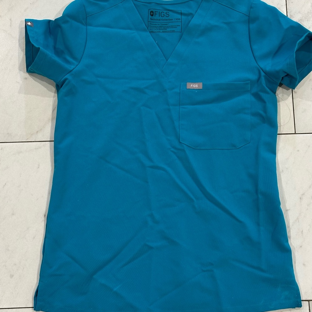 FIGS TEAL XXS CATARINA TOP